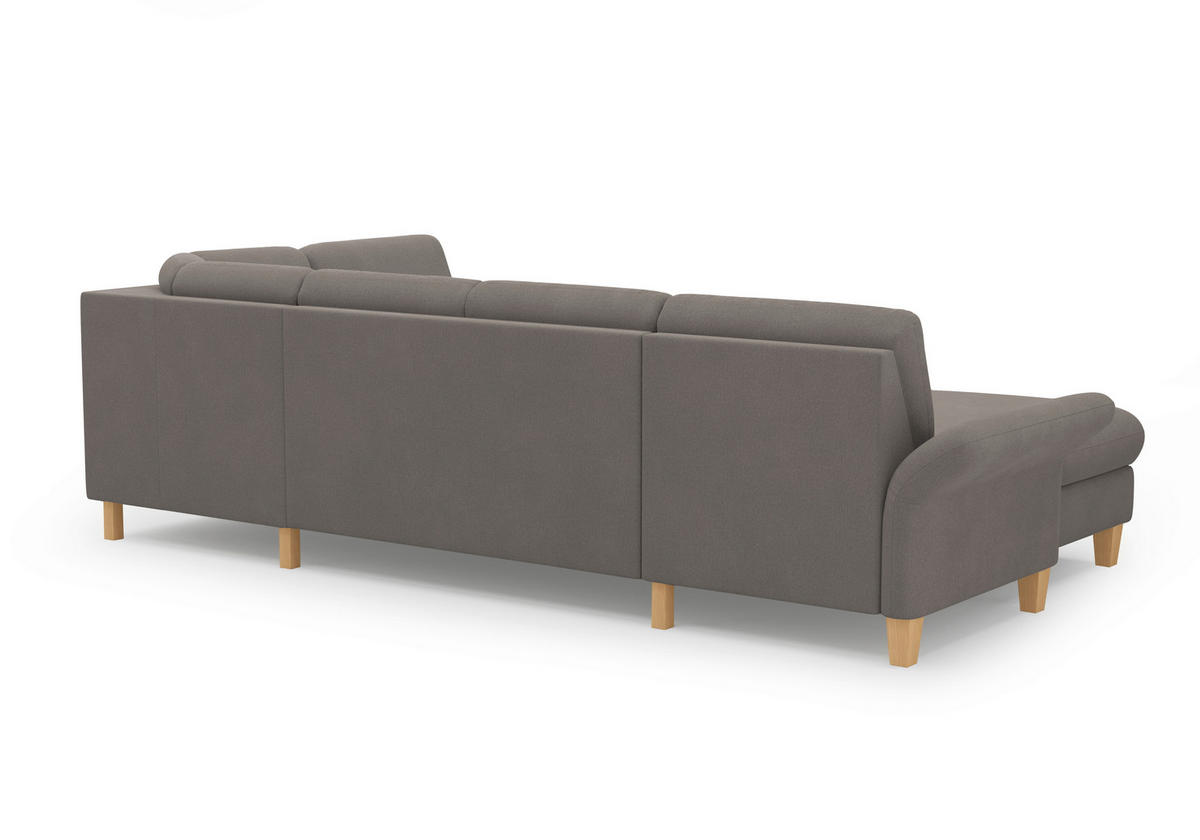 WOHNLANDSCHAFT Graphitfarben Flachgewebe  - Eichefarben/Graphitfarben, KONVENTIONELL, Holz/Textil (164/314/195cm) - Sit & More