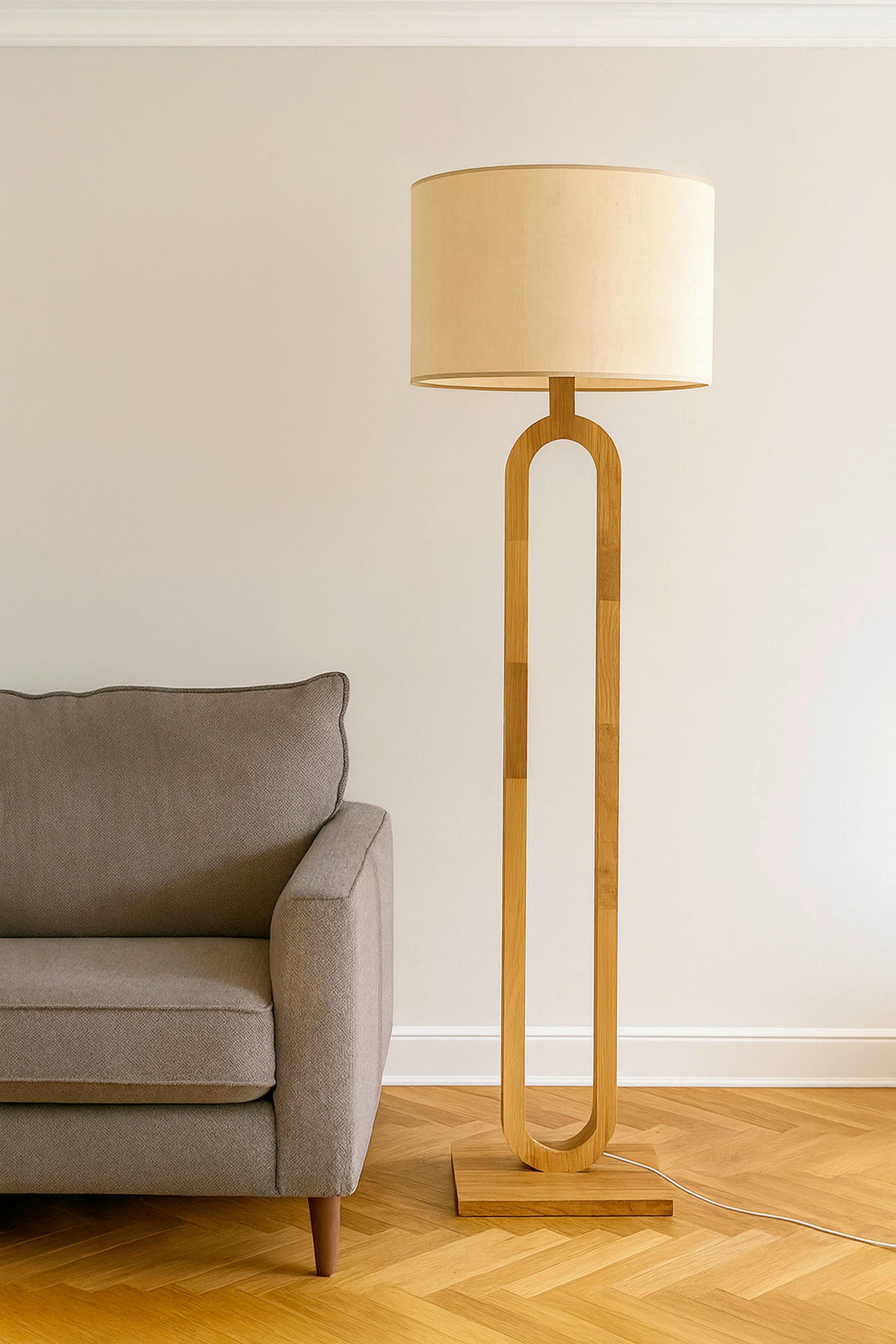 STEHLEUCHTE 50/160 cm    - Eichefarben/Creme, Natur, Holz/Textil (50/160cm) - Waldwelt