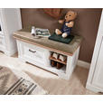 GARDEROBENBANK  in 93/49/41 cm  - Eichefarben/Beige, ROMANTIK / LANDHAUS, Textil/Metall (93/49/41cm) - Landscape