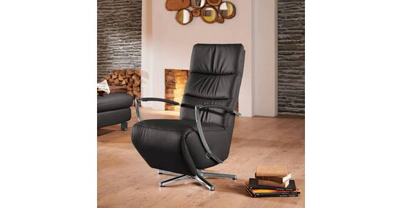 RELAXSESSEL in Leder Mokka  - Chromfarben/Mokka, Design, Leder/Metall (64/112/80cm) - Cantus