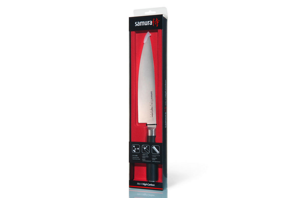 NOŽ ZA ŠEFA KUHINJE  MO-V        33,5 cm    nerjaveče jeklo - srebrne barve/črna, Basics, kovina/leseni material (33,5cm) - Samura