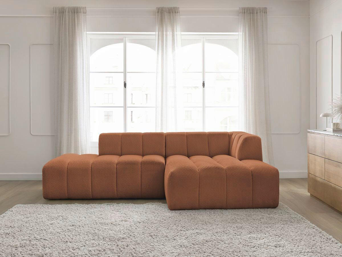 ECKSOFA  ANNECY Orange Bouclé  - Schwarz/Orange, MODERN, Kunststoff/Textil (262/170cm)