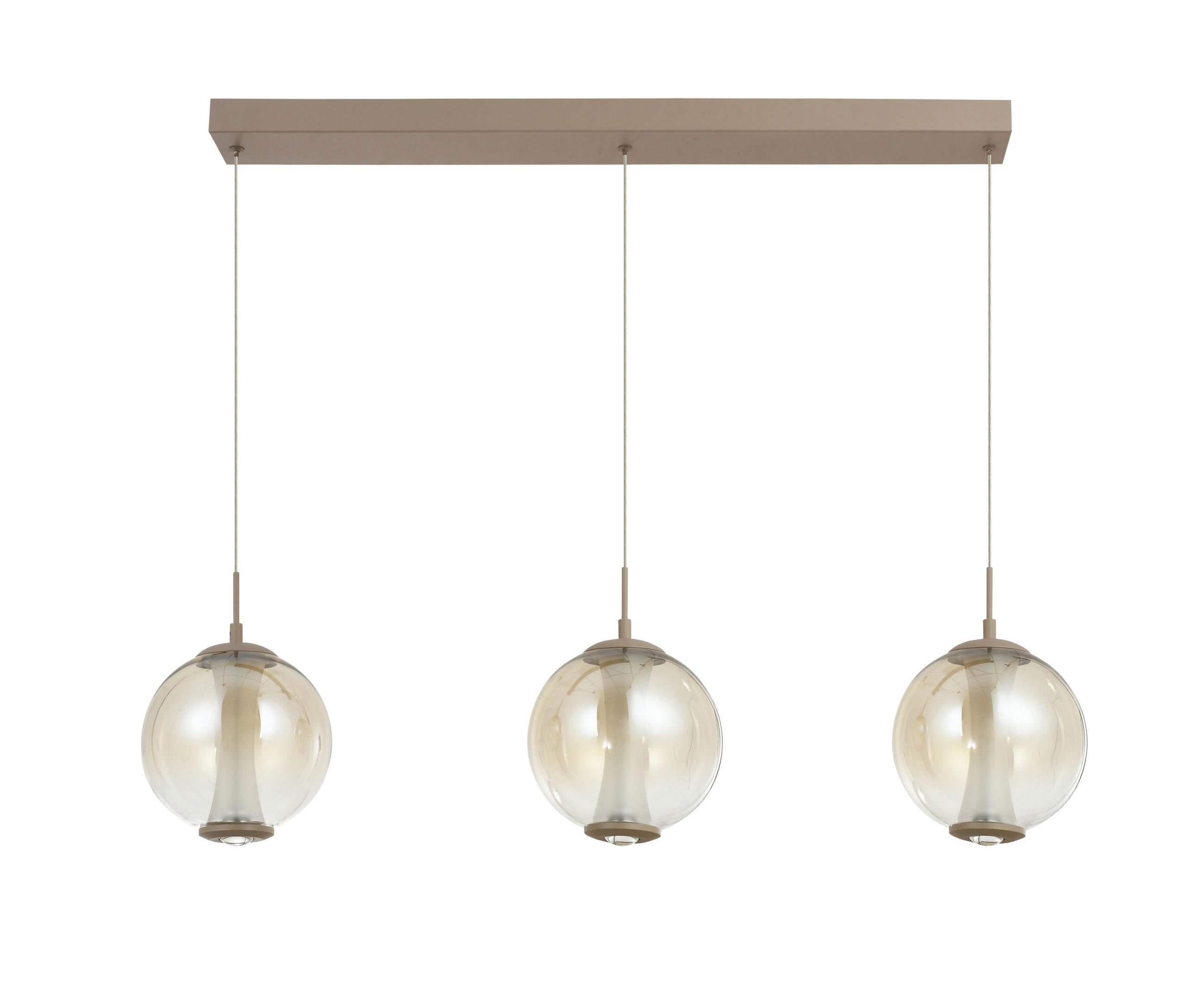 LED-HÄNGELEUCHTE Orleans 94/150/18 cm   - Sandfarben, Design, Glas/Metall (94/150/18cm)