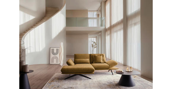 ECKSOFA  in Flachgewebe Currygelb  155/234 cm  - Currygelb/Schwarz, Design, Textil/Metall (155/234cm) - Dieter Knoll