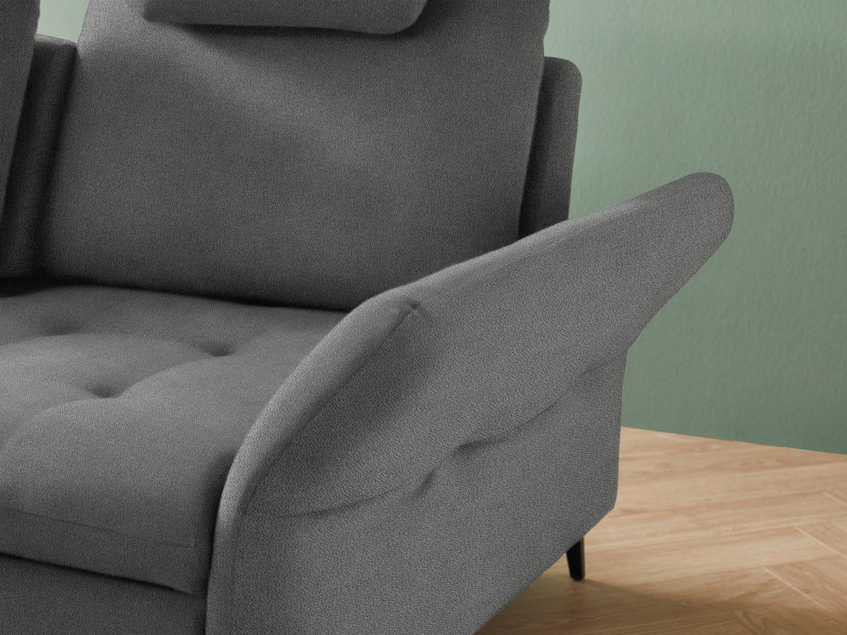 ECKSOFA in Flachgewebe Grau  - Schwarz/Grau, Natur, Textil/Metall (233/288cm) - Valnatura