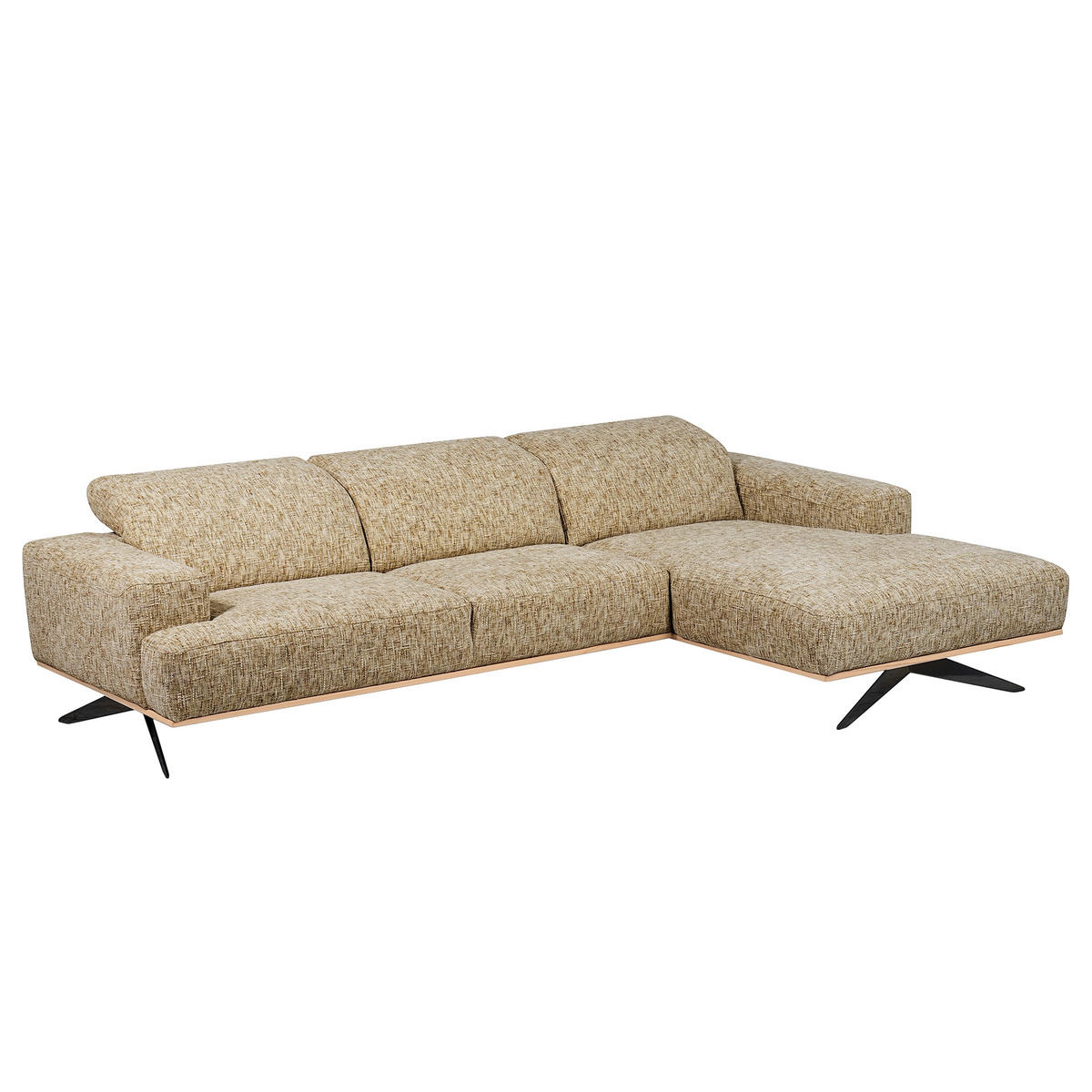 ECKSOFA Struktur Hellbraun  - Hellbraun/Schwarz, Design, Holz/Textil (295/187cm) - Livetastic