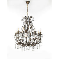 KRISTALL-HÄNGELEUCHTE 55/55/100 cm  - Bronzefarben, KONVENTIONELL, Glas/Metall (55/55/100cm)