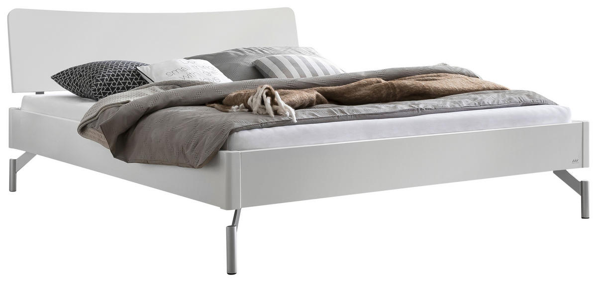 BETT 140/200 cm  in Weiß  - Alufarben/Weiß, Design, Metall (140/200cm) - Hasena