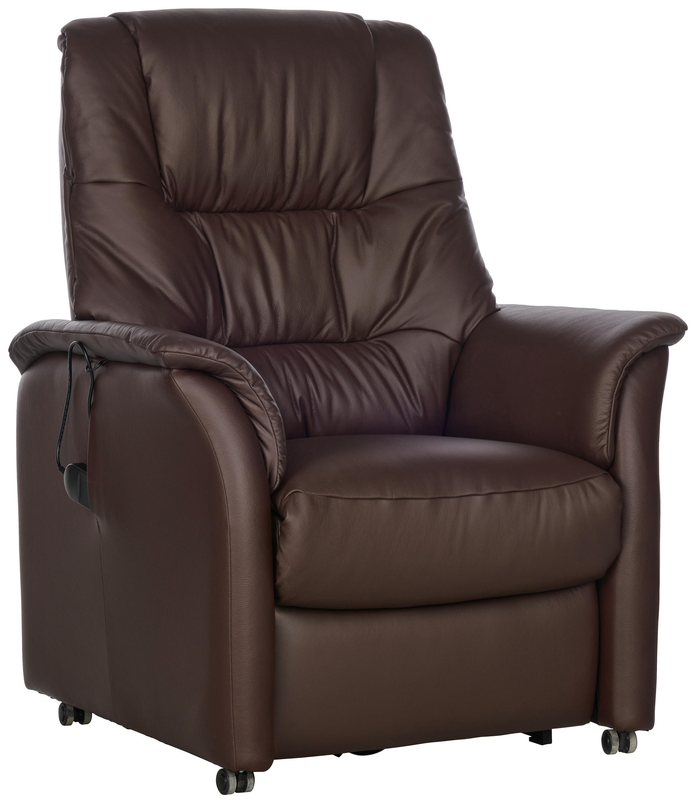 FERNSEHSESSEL  mit Kombination Echtleder/Lederlook Dunkelbraun  - Dunkelbraun, KONVENTIONELL, Leder (85/110/85cm) - Welnova