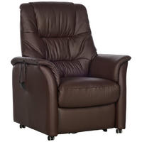 FERNSEHSESSEL  mit Kombination Echtleder/Lederlook Dunkelbraun  - Dunkelbraun, KONVENTIONELL, Leder (85/110/85cm) - Welnova