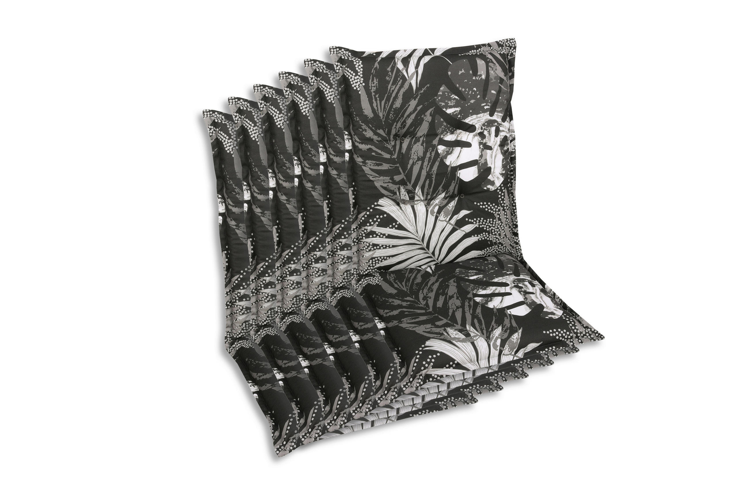 SESSELAUFLAGENSET Blätter  - Schwarz/Weiß, Basics, Textil (50/7/110cm)