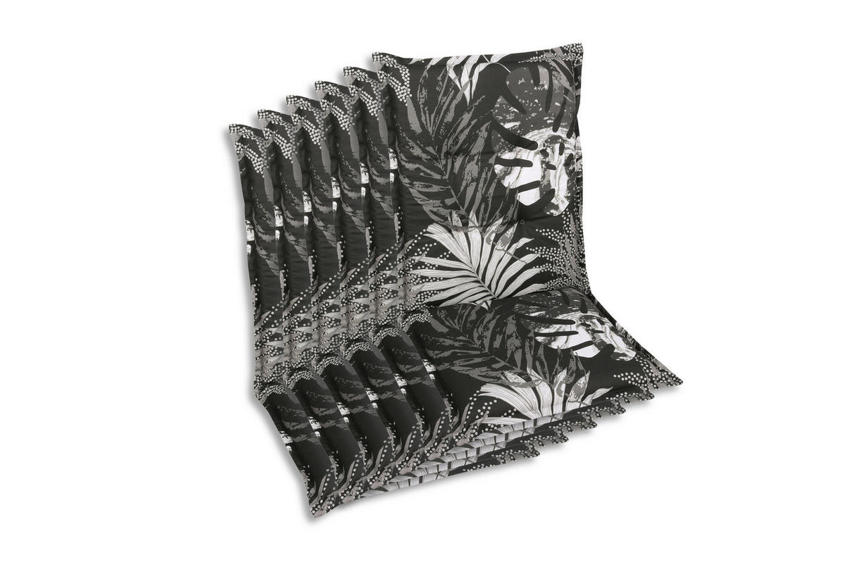SESSELAUFLAGENSET Blätter  - Schwarz/Weiß, Basics, Textil (50/7/110cm)