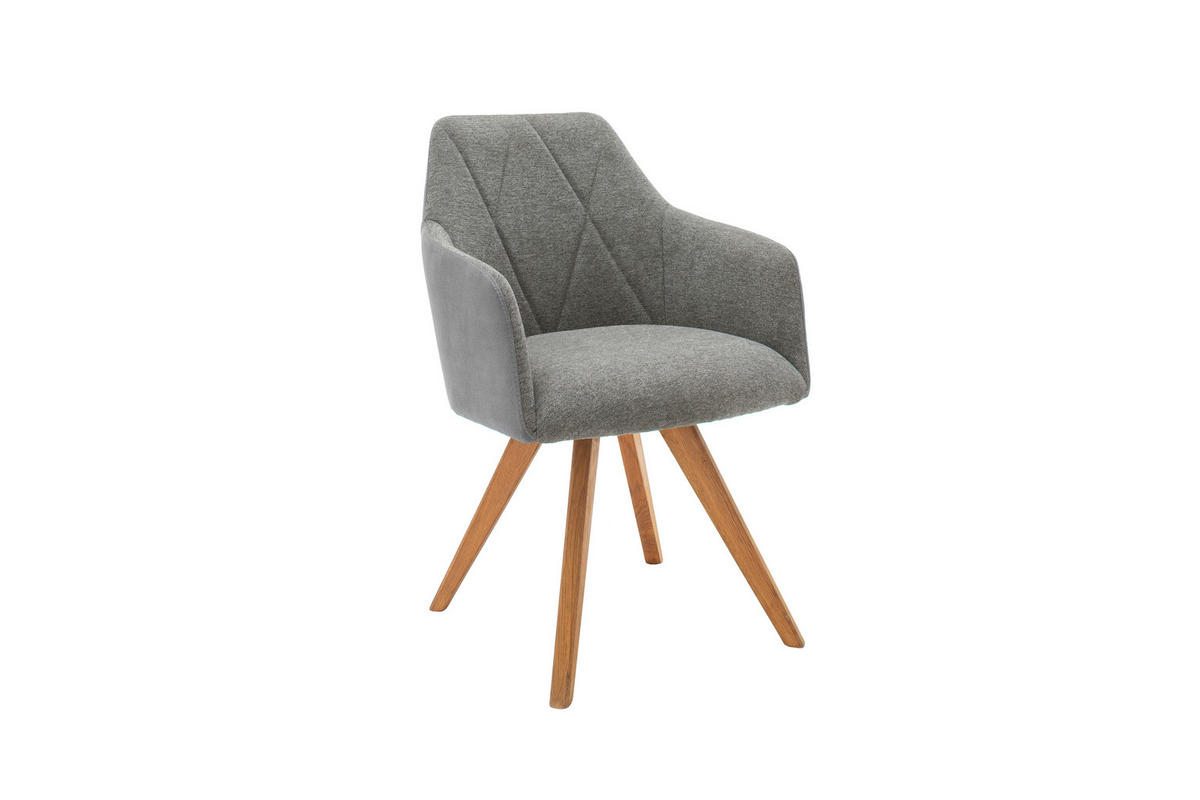 ARMLEHNSTUHL  Sitzfläche 180° drehbar Flachgewebe  - Wildeiche/Hellgrau, MODERN, Holz/Textil (57/85/62cm) - MID.YOU