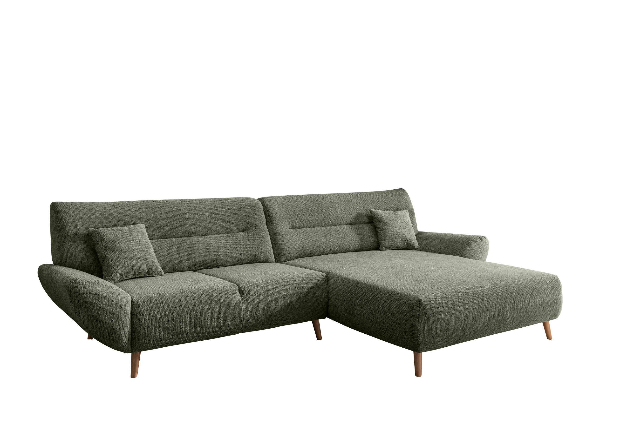 ECKSOFA in Chenille Dunkelgrün - Wildeiche/Dunkelgrün, Modern, Holz/Textil (290/166cm) - MID.YOU