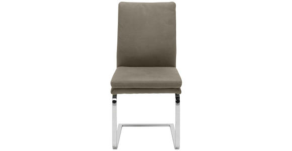 SCHWINGSTUHL in Stahl Mikrofaser - Chromfarben/Beige, Design, Textil/Metall (47/100/64cm) - Novel