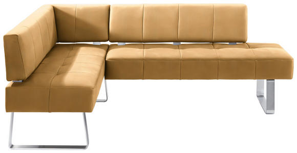 ECKBANK 165/227 cm Mikrofaser Gelb, Edelstahlfarben Metall - Edelstahlfarben/Gelb, Design, Textil/Metall (165/227cm) - Moderano