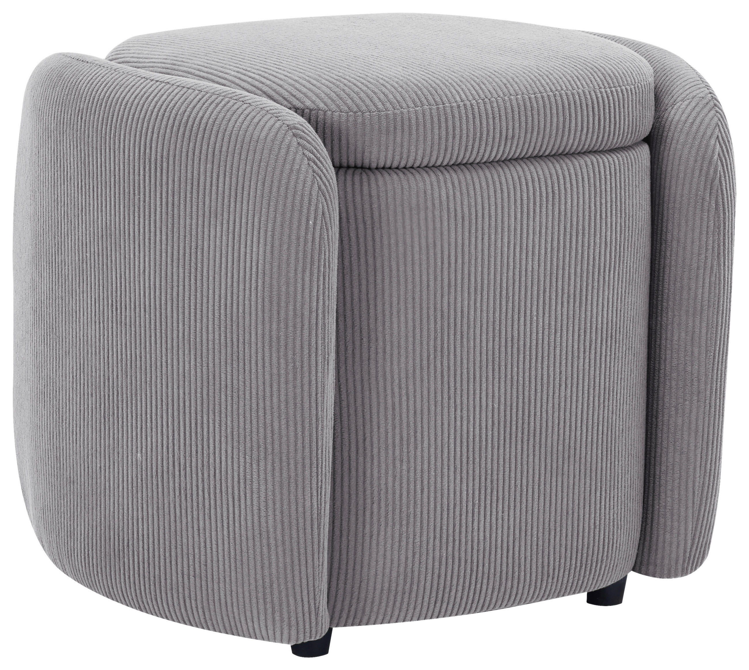 HOCKER in Textil Hellgrau  - Hellgrau/Schwarz, Design, Kunststoff/Textil (57/47/42cm) - P & B