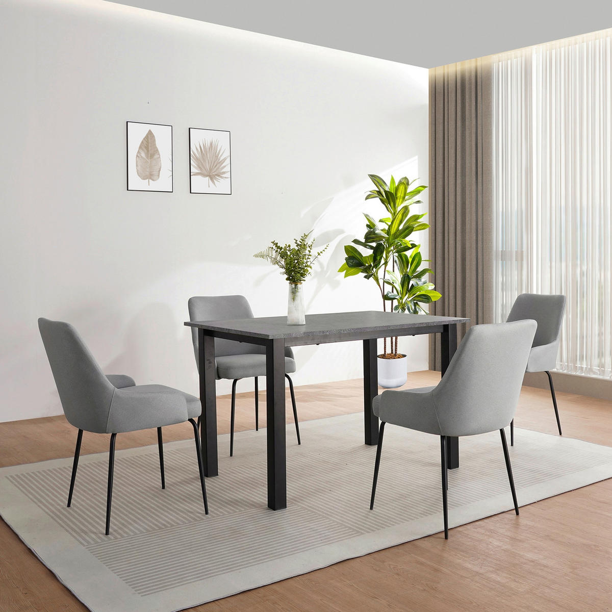 ESSTISCH 120/80/76 cm Nachbildung  Metall, Holzwerkstoff gastro- und objekttauglich rechteckig Grau  - Schwarz/Grau, MODERN, Holzwerkstoff/Metall (120/80/76cm) - MID.YOU