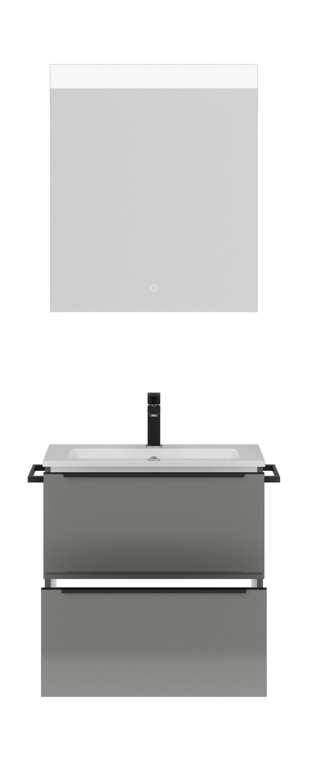 BADEZIMMER  in 61 cm  - Schieferfarben/Schwarz, MODERN, Holzwerkstoff/Stein (61cm) - Nobilia
