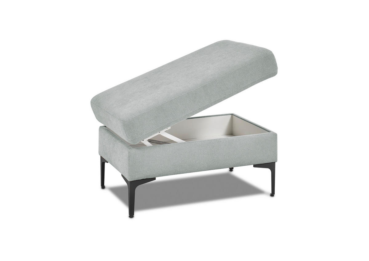 3-SITZER-SOFA in Flachgewebe Blaugrau  - Blaugrau/Schwarz, Design, Textil/Metall (226/89/97cm) - Pure Home Lifestyle