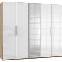 DREHTÜRENSCHRANK in Weiss, Eichefarben  - Chromfarben/Weiss, Modern, Glas/Holzwerkstoff (250/216/58cm) - MID.YOU