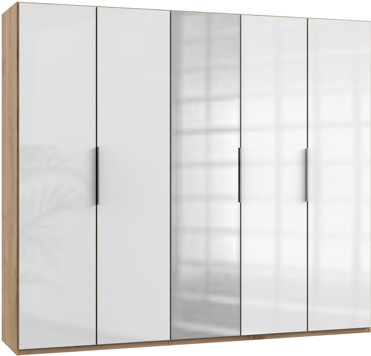 DREHTÜRENSCHRANK in Weiss, Eichefarben  - Chromfarben/Weiss, Modern, Glas/Holzwerkstoff (250/216/58cm) - MID.YOU