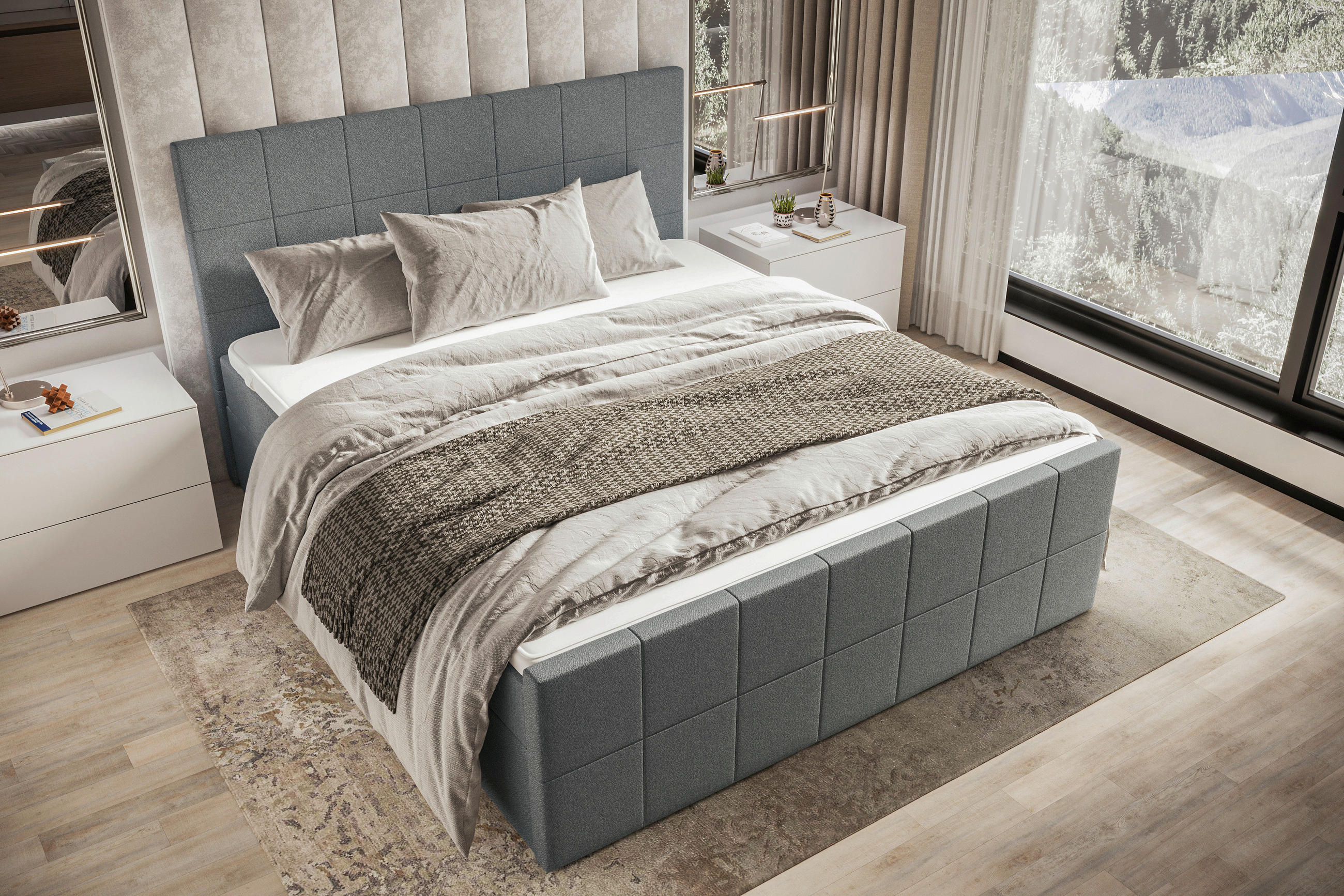 BOXBETT 160/200 cm  in Grau  - Grau, KONVENTIONELL, Kunststoff/Textil (160/200cm) - Boxxx