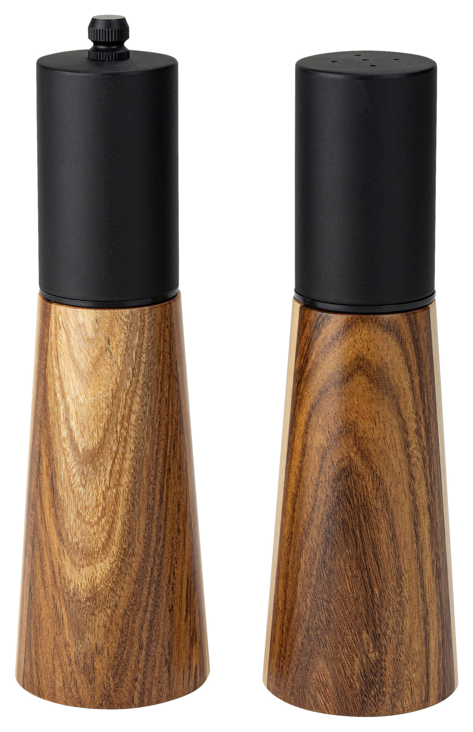MLÝNEK NA KOŘENÍ SADA 2 KS - černá/barvy akácie, Basics, kov/dřevo (11,5/19/6cm) - Justinus