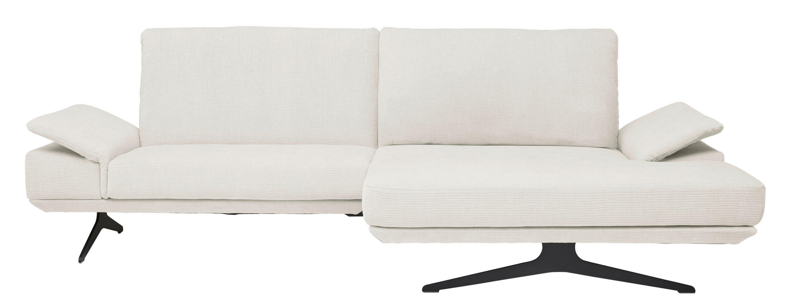 ECKSOFA in Flachgewebe Creme  269/155 cm  - Creme/Schwarz, Design, Textil/Metall (269/155cm) - Koinor