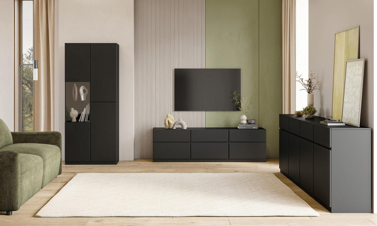 HIGHBOARD Bern 119,5/143/40 cm  - Schwarz, Design, Holzwerkstoff (119,5/143/40cm) - MID.YOU