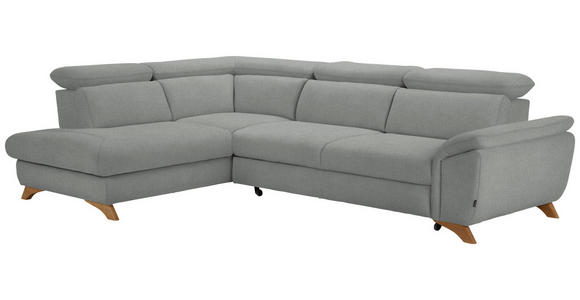 ECKSOFA in Flachgewebe Hellgrau  - Eichefarben/Hellgrau, MODERN, Holz/Textil (212/287cm) - Valnatura