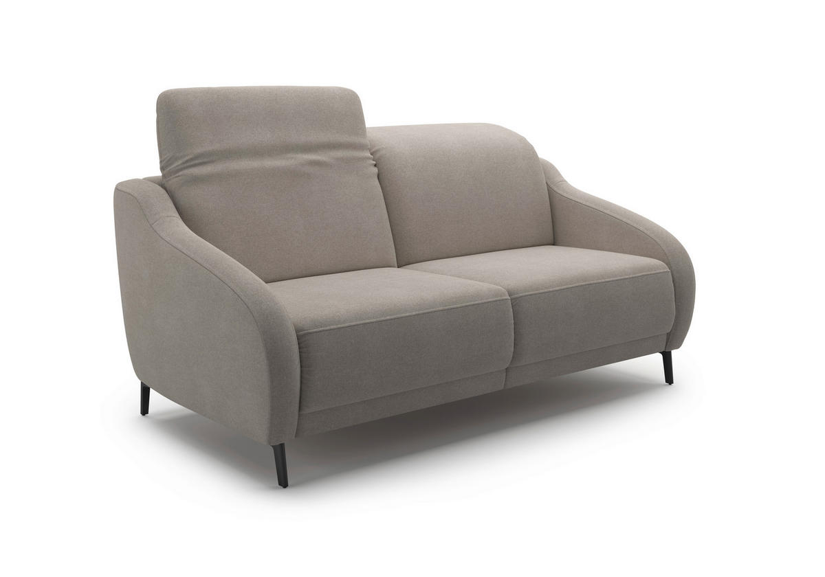 2,5-SITZER Mikrofaser Haselnussfarben  - Schwarz/Haselnussfarben, MODERN, Textil/Metall (172/93/104cm) - Sit & More