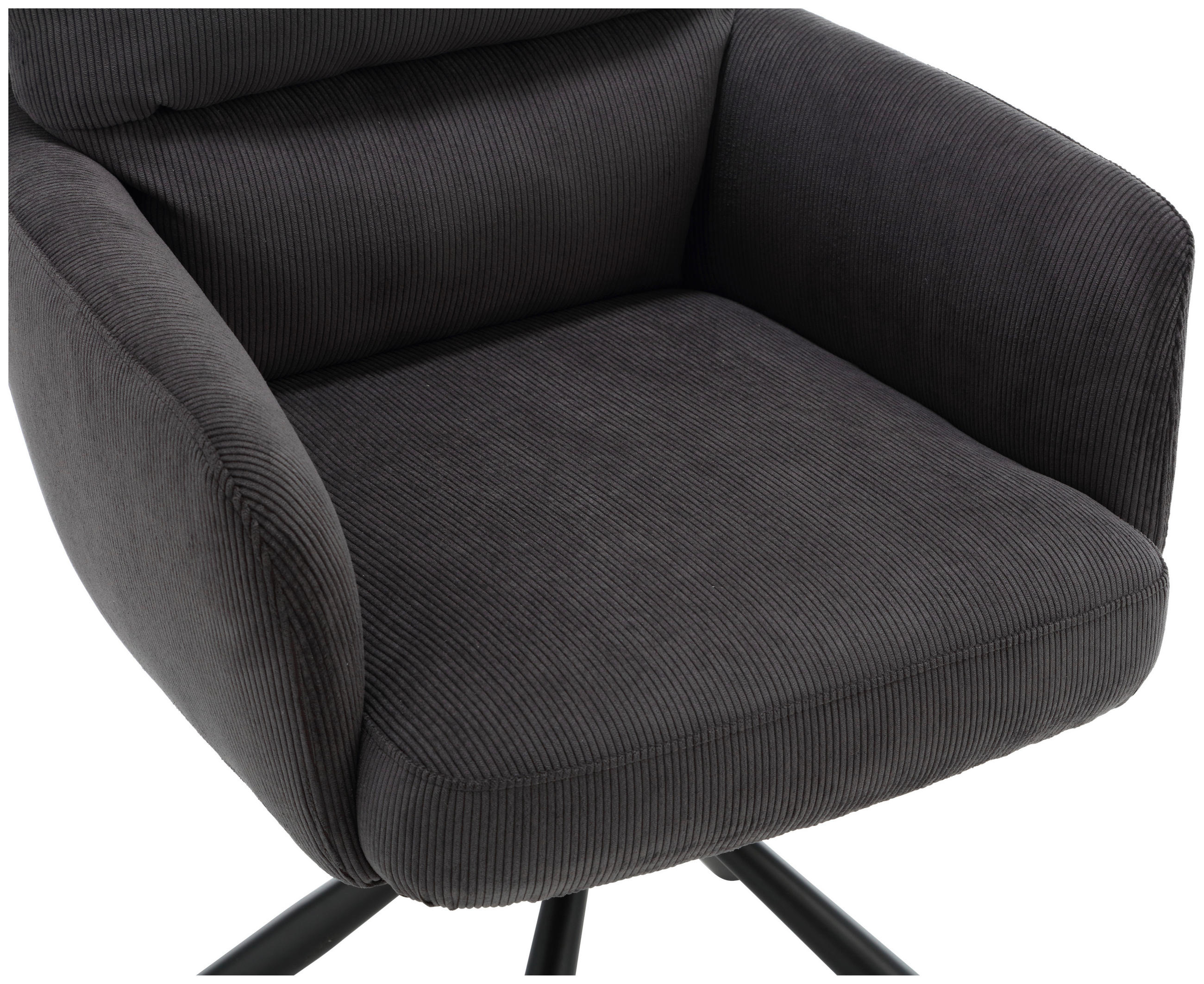 ARMLEHNSTUHL  in Cord  - Anthrazit/Schwarz, KONVENTIONELL, Textil/Metall (58/94/67cm) - Boxxx