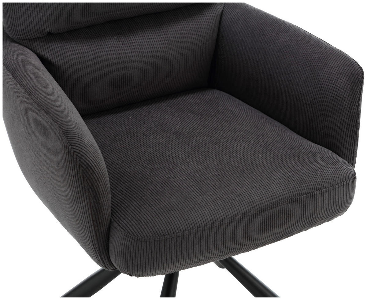 ARMLEHNSTUHL  in Cord  - Anthrazit/Schwarz, KONVENTIONELL, Textil/Metall (58/94/67cm) - Boxxx