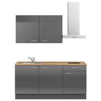 KÜCHENBLOCK 180 cm   in Eichefarben, Schieferfarben  - Schieferfarben/Edelstahlfarben, MODERN, Holzwerkstoff/Metall (180cm) - Nobilia