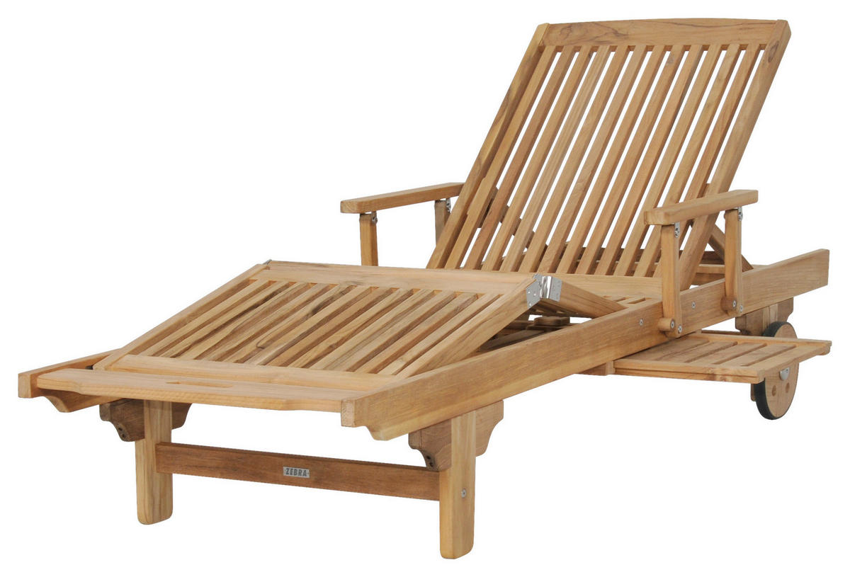 GARTENLIEGE Teakholz Edelstahlfarben, Teakfarben  - Edelstahlfarben/Teakfarben, KONVENTIONELL, Holz/Metall (62/50/200cm) - Zebra 