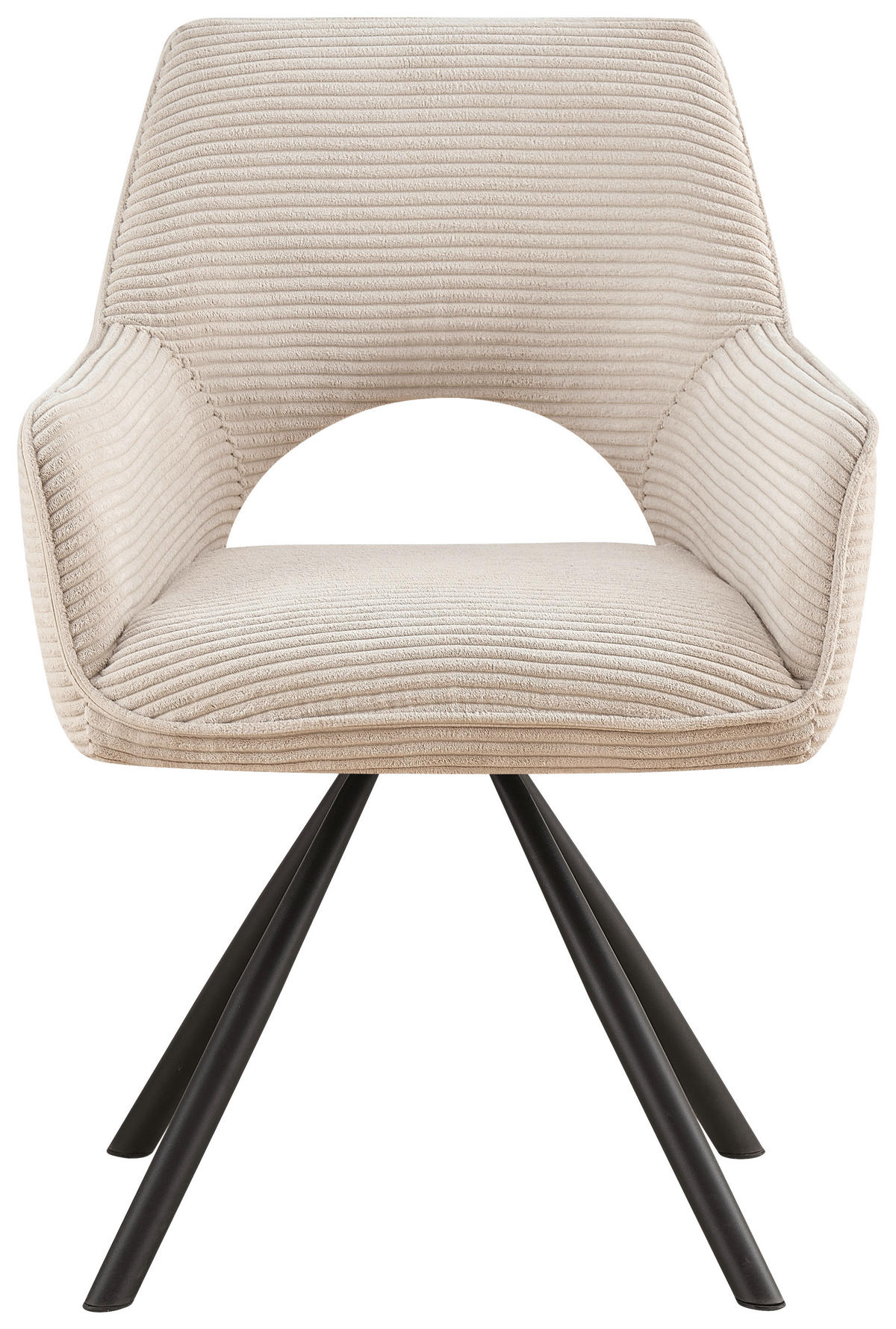 ARMLEHNSTUHL  in Eisen Cord  - Creme/Schwarz, Design, Textil/Metall (60/85/63cm) - Hom`in