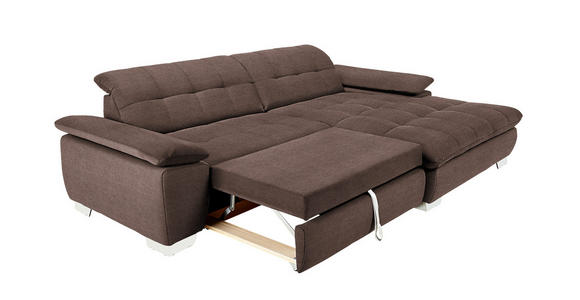 ECKSOFA in Mikrofaser Hellbraun  - Chromfarben/Hellbraun, Design, Textil/Metall (265/180cm) - Carryhome