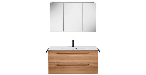 BADEZIMMER 3-teilig  in 101,2 cm  - Eichefarben/Schwarz, KONVENTIONELL, Glas/Holzwerkstoff (101,2cm) - Novel