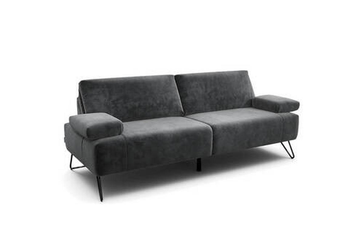 2,5-SITZER Samt Anthrazit  - Anthrazit/Schwarz, Design, Textil/Metall (204-234/85/86-94cm) - SENSOO