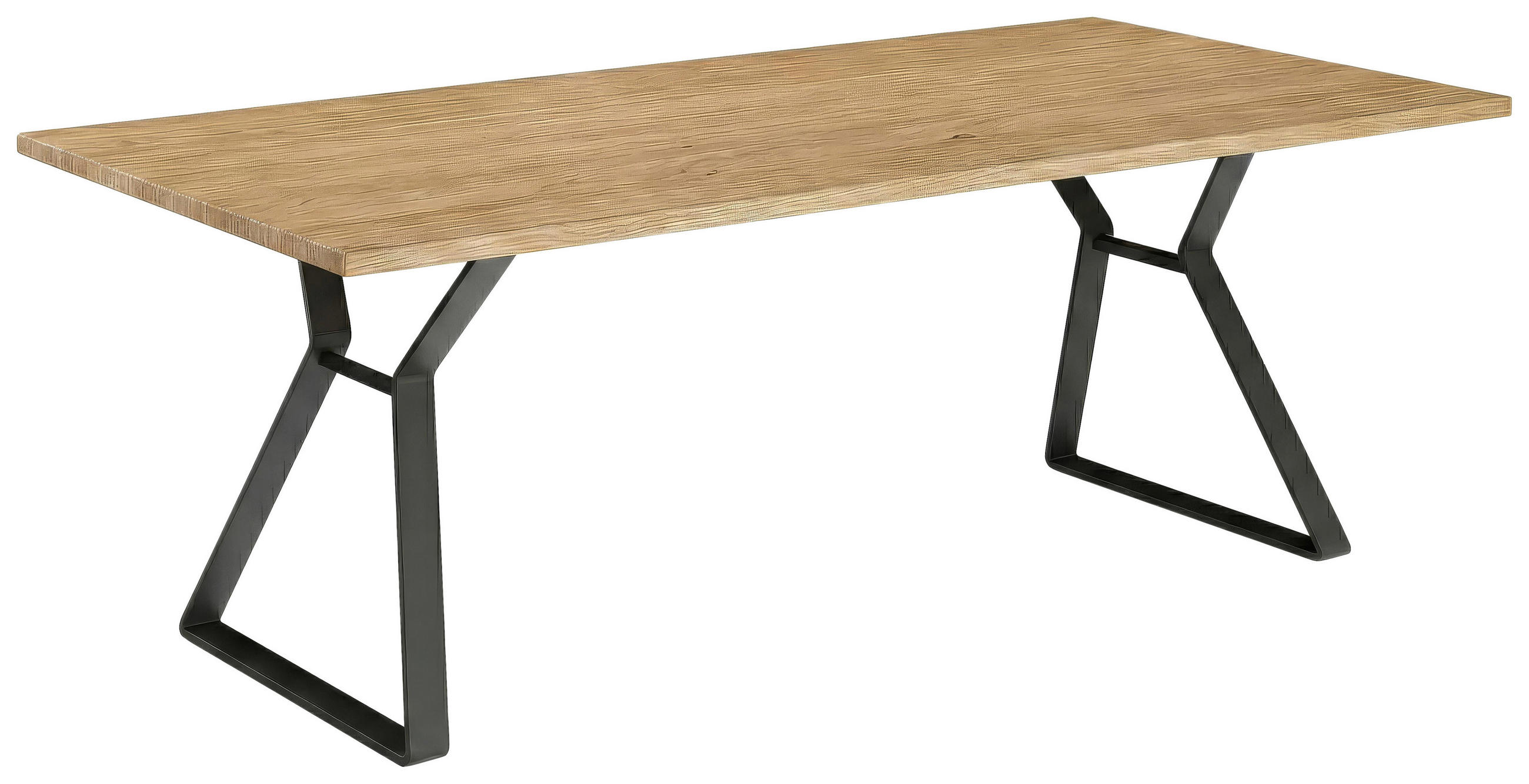 ESSTISCH 180/100/76 cm Echtholz  Holz, Metall in verschiedenen Größen erhältlich rechteckig Schwarz, Eichefarben  - Eichefarben/Schwarz, Design, Holz/Metall (180/100/76cm) - Musterring