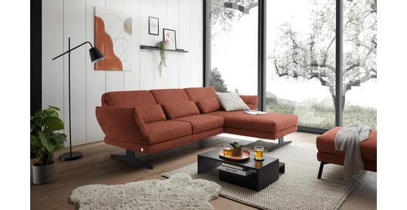 ECKSOFA  in Flachgewebe Rostfarben  279-327/176-217 cm  - Rostfarben/Schwarz, Design, Textil/Metall (279-327/176-217cm) - Dieter Knoll