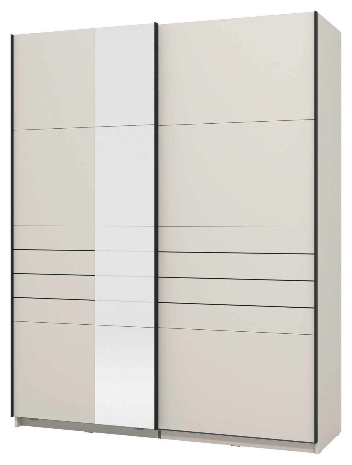 SKRIŇA S POS. DVER. – HOR.VED, kašmírová, 150/217,5/61 cm - čierna/kašmírová, Basics, kov/kompozitné drevo (150/217,5/61cm) - Xora