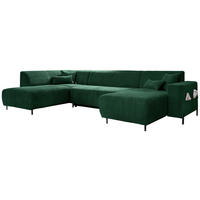 SJEDEĆA GARNITURA tekstil  tamno zelena   - tamno zelena/crna, tekstil/metal (192/330/165cm) - MID.YOU