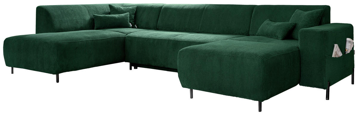 SJEDEĆA GARNITURA tekstil  tamno zelena   - tamno zelena/crna, tekstil/metal (192/330/165cm) - MID.YOU