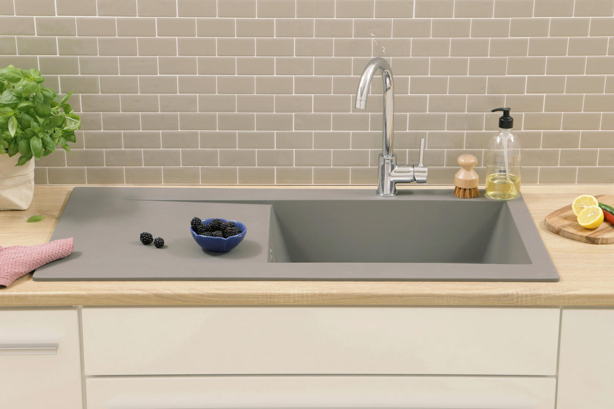 SPÜLE DENVER100X501BG  - Grau, Trend, Glas/Kunststoff (100/19,8/50cm) - Respekta