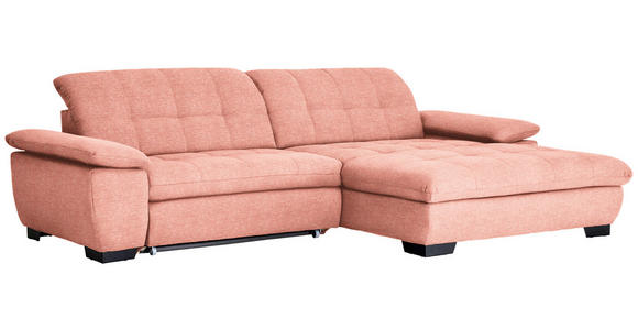 ECKSOFA in Webstoff Koralle  - Koralle/Schwarz, Design, Textil/Metall (265/180cm) - Carryhome