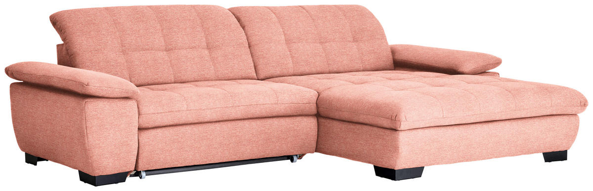ECKSOFA in Webstoff Koralle  - Koralle/Schwarz, Design, Textil/Metall (265/180cm) - Carryhome
