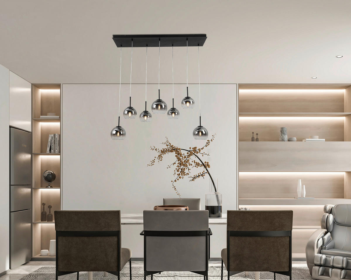 HÄNGELEUCHTE 110/31/120 cm  - Chromfarben/Schwarz, Trend, Glas/Kunststoff (110/31/120cm) - Novel