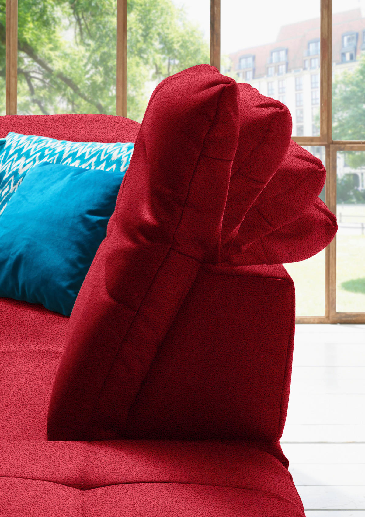 WOHNLANDSCHAFT Mikrofaser Rot  - Chromfarben/Rot, Design, Textil (195/371/260cm) - Beldomo Style